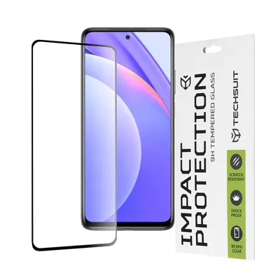 Професионално поставен протектор Techsuit 111D Full Cover Glue Glass за Xiaomi Mi 10T Lite 5G (черен)