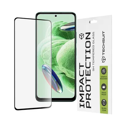 Професионално поставен протектор Techsuit 111D Full Cover / Full Glue Glass за Xiaomi Redmi Note 12 5G / Note 12 4G / Poco X5 (черен)