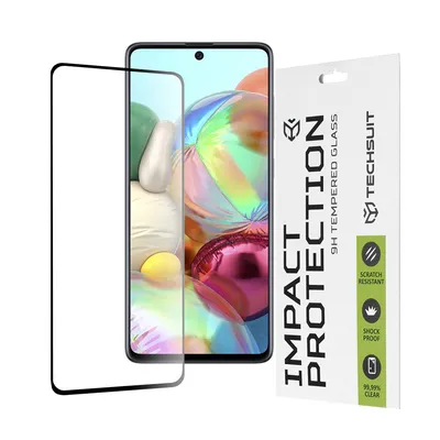 Професионално поставен протектор Techsuit 111D Full Cover Glue Glass за Samsung Galaxy A71 4G / A71 5G / M51 / Note 10 Lite (черен)