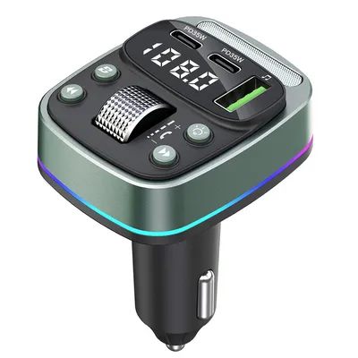 Techsuit - FM Modulator EchoDrive (MFM3) - Dual PD35W, Bluetooth V5.4, U-Disk to Play Music, Bass Setting - Black