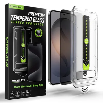 Techsuit - [Fingerprint Unlock Compatible] TitanGlass CrystalHD - Samsung Galaxy S26 - Privacy