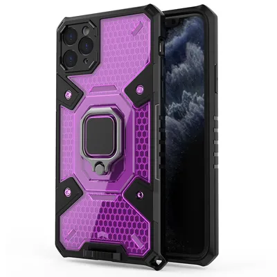 Techsuit Honeycomb Armor поликарбонатен противоударен калъф за iPhone 11 Pro Max (розововиолетов)
