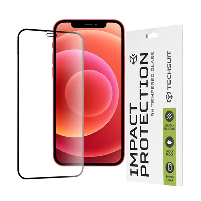 Професионално поставен протектор Techsuit 111D Full Cover Glue Glass за iPhone 12 mini (черен)