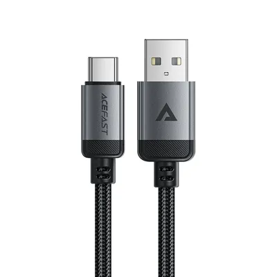 Acefast - Data Cable - USB to Type-C, 3A, Fast Charging, Bend-Resistant, Nylon Braid, 1.2m - Black