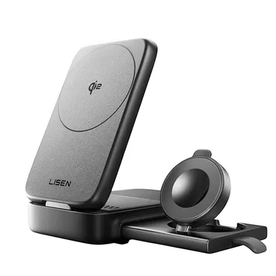 Lisen - Зарядна станция - Fast Charging, 3in1, Qi2, 15W - Black