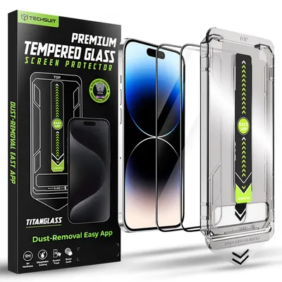 Techsuit - TitanGlass FullCover (2 pack) - iPhone 14 Pro - Black