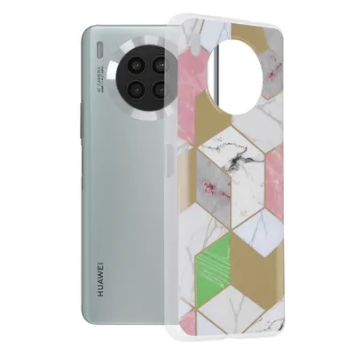 Techsuit Marble Series поликарбонатен калъф за безжично зареждане за Huawei nova 8i / Honor 50 Lite - Purple Hex