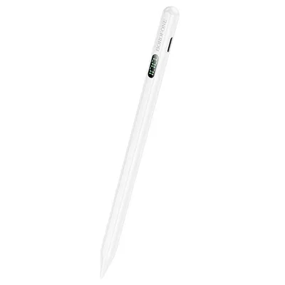 Borofone - Писалка за таблет Active Capacitive Stylus Pen (BG101) - with Digital Display, for iPad, 130mAh, Type-C, Aluminum Alloy - White