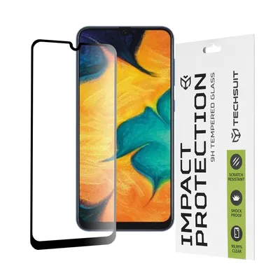 Професионално поставен протектор Techsuit 111D Full Cover Glue Glass  за Samsung Galaxy A20 / A30 / A30s / A50 / A50s / M21 / M30 / M30s / M31 (черен)