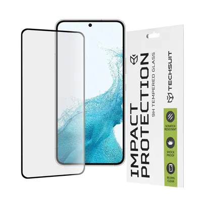 Професионално поставен протектор Techsuit 111D Full Cover Glue Glass за Samsung Galaxy S22 5G / S23 - (черен)