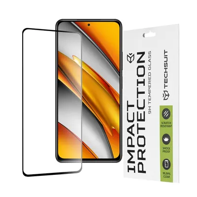 Професионално поставен протектор Techsuit 111D Full Cover Glue Glass за Xiaomi Mi 11i / Poco F3 (черен)