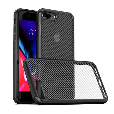 Techsuit CarbonFuse поликарбонатов калъф за iPhone 7 Plus / 8 Plus (черен)