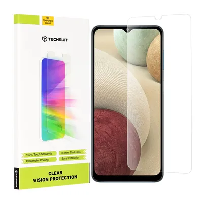 Професионално поставен протектор Techsuit Clear Vision Glass за Samsung Galaxy A12 / A12 Nacho / A02 / M02 / M12 / F12 / A32 5G (прозрачен)