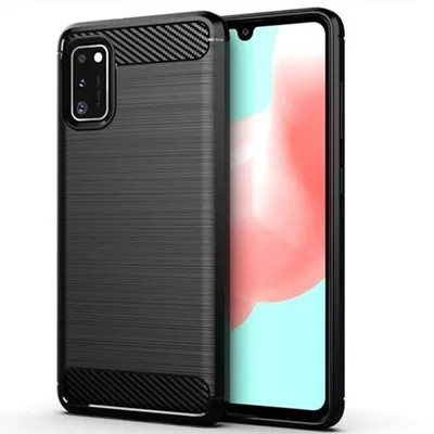 Techsuit Carbon Silicone удароустойчив силиконов калъф за Samsung Galaxy A41 (черен)