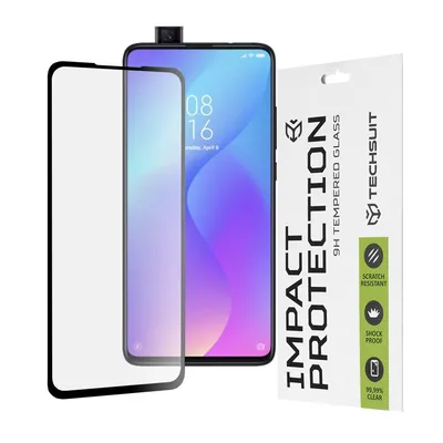 Професионално поставен протектор Techsuit 111D Full Cover Glue Glass за Xiaomi Mi 9T / Mi 9T Pro / Redmi K20 / Redmi K20 Pro (черен)