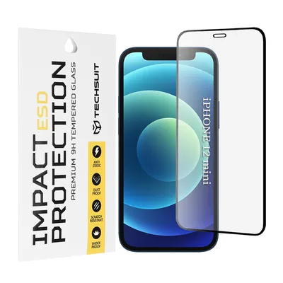 Techsuit - Стъклен протектор за - iPhone 12 mini - Black