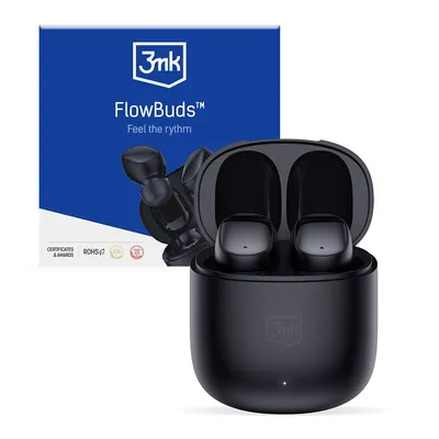 3mk - Стерео слушалки FlowBuds - Bluetooth V5.3, Hi-Fi Sound Quality, Passive Noise Cancellation, Touch Control - Black