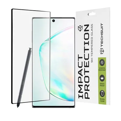 Професионално поставен протектор Techsuit 111D Full Cover Glue Glass за Samsung Galaxy Note 10 Plus 4G / Note 10 Plus 5G (черен)