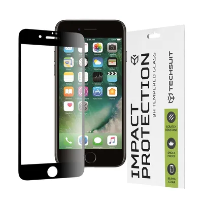 Професионално поставен протектор Techsuit 111D Full Cover Glue Glass за iPhone 7 Plus / 8 Plus (черен)
