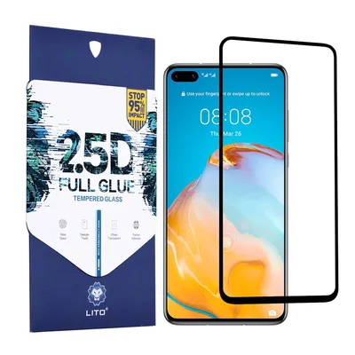 Професионално поставен протектор Lito 2.5D FullGlue Glass за Huawei P40 (черен)