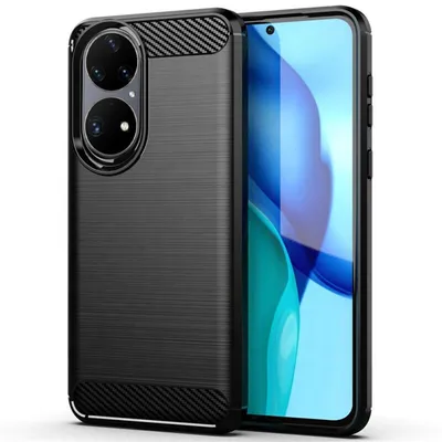Techsuit Carbon Silicone удароустойчив силиконов калъф за Huawei P50 Pro (черен)