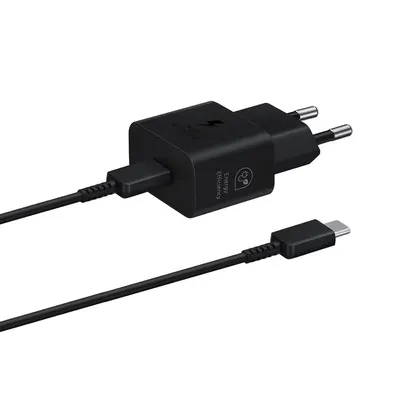 Samsung 25W Super Fast Charging Wall Charger + USB-C to USB-C Cable- Black
