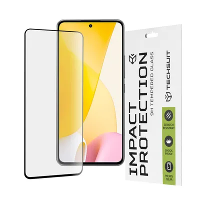 Професионално поставен протектор Techsuit 111D Full Cover / Full Glue Glass за Xiaomi 12 Lite - Black
