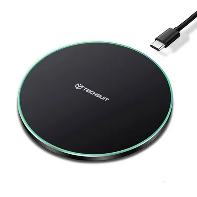 Techsuit - Wireless Charger Premium  - RGB Colors, 15W - Черен