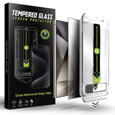 Techsuit - [Fingerprint Unlock Compatible] TitanGlass CrystalHD - Samsung Galaxy S24 Ultra - Privacy
