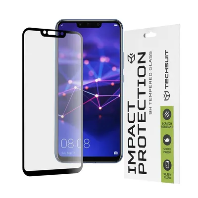 Професионално поставен протектор Techsuit 111D Full Cover / Full Glue Glass за Huawei Mate 20 Lite / Nova 3 / Nova 3i / P Smart Plus (черен)