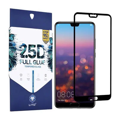 Професионално поставен протектор Lito 2.5D Classic Glass за Huawei P20 (черен)