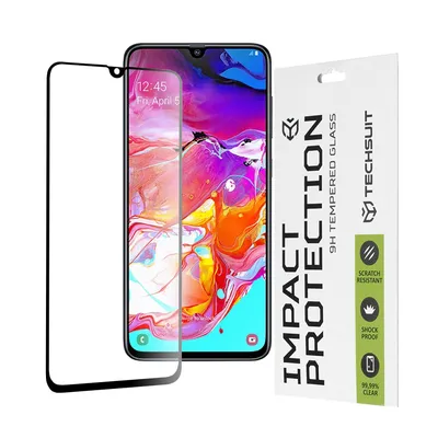 Професионално поставен протектор Techsuit 111D Full Cover Glue Glass за Samsung Galaxy A70 / A70s / A90 5G (черен)