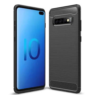 Techsuit Carbon Silicone удароустойчив силиконов калъф за Samsung Galaxy S10 Plus (черен)