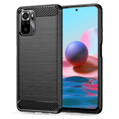 Techsuit Carbon Silicone удароустойчив силиконов калъф за Xiaomi Redmi Note 10 4G / Note 10S / Poco M5s (черен)