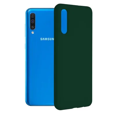 Techsuit Soft Edge Silicone силиконов калъф с меки ръбове за Samsung Galaxy A30s / A50 / A50s (тъмнозелен)