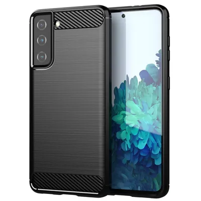 Techsuit Carbon Silicone удароустойчив силиконов калъф за Samsung Galaxy S21 PLUS (черен)
